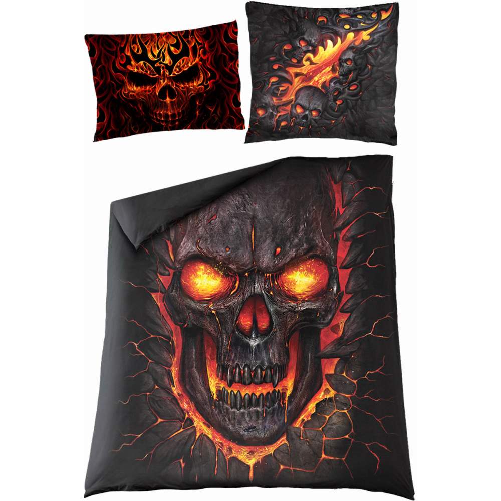 Spiral - SKULL BLAST Dekbedovertrekset - Tweepersoons - Zwart